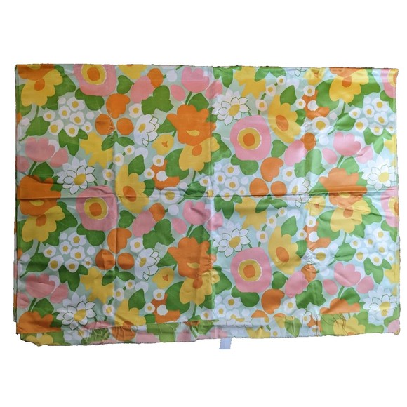 Vintage Mid Century‎ Large Scale Floral Satin Fabric Marimekko-like 44" by 120" - Picture 5 of 9